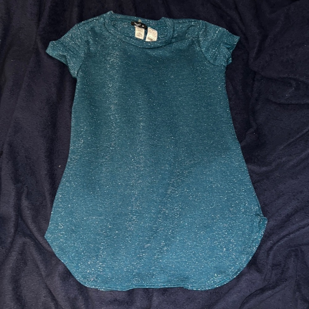 love J M sparkly turquoise/ blue top